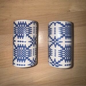 Blue and White Patterned Ceramic Salt‎ and Pepper Shakers